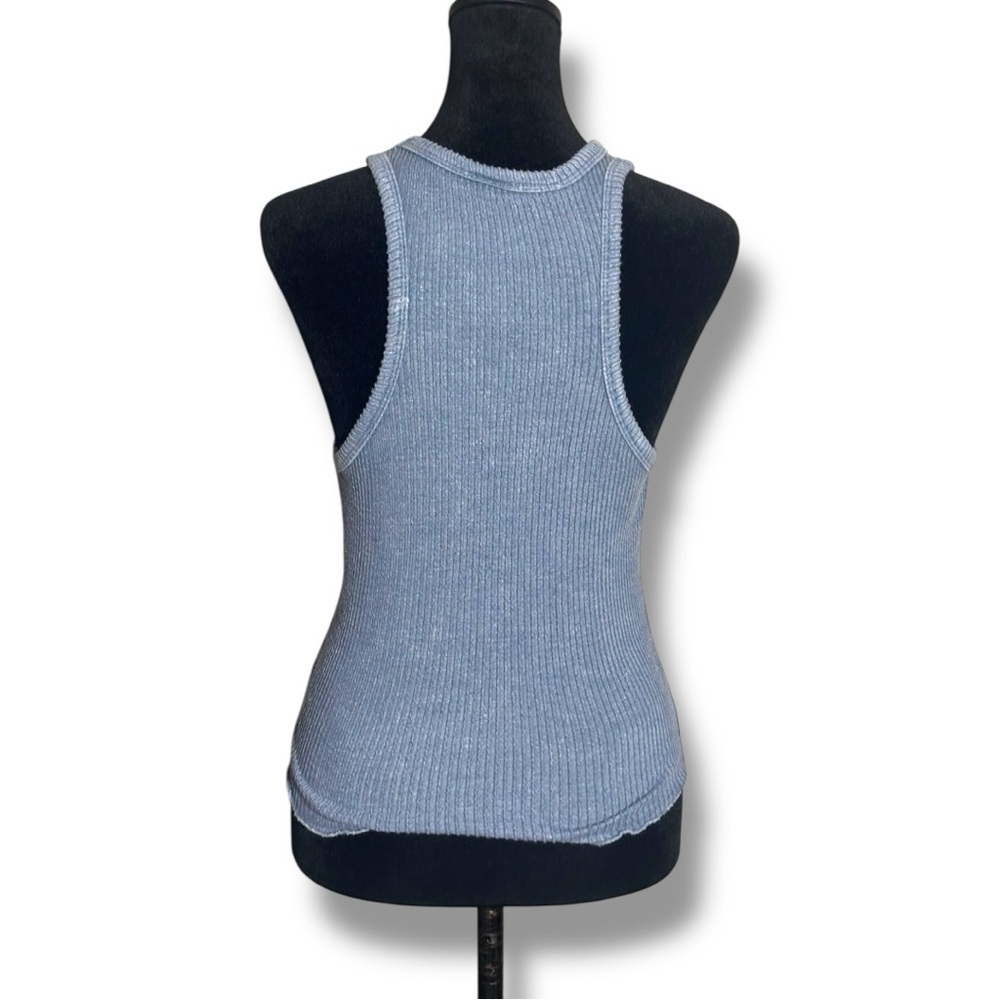 Caution To The Wind Blue Sleeveless Crewneck Casual Ribbed Knit Top - Picture 15 of 15